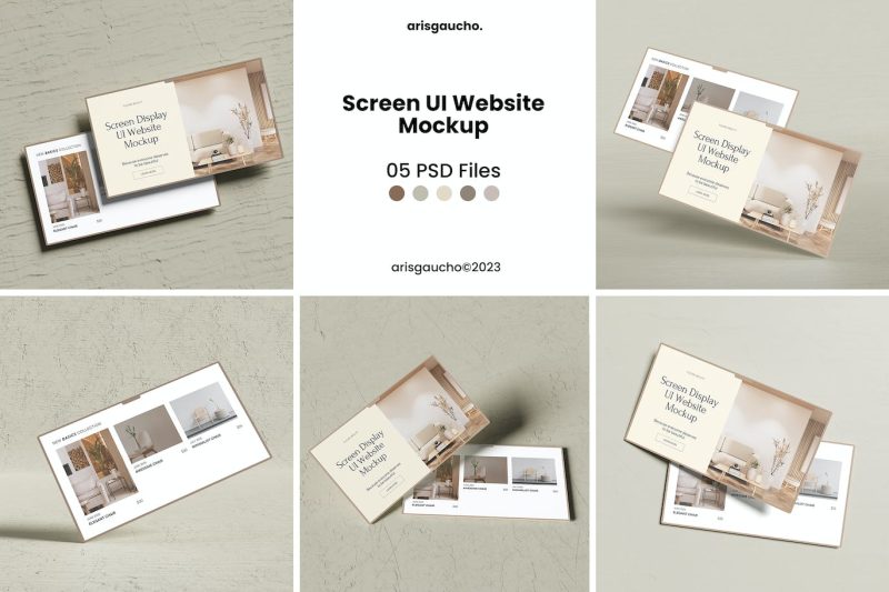 网站UI设计演示样机素材 Screen Display UI Website Mockup V2