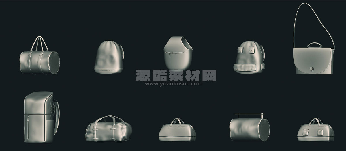 50个背包肩包公文包等各种包包3D模型下载