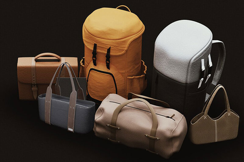 50个背包肩包公文包等各种包包3D模型下载