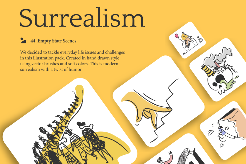 超现实主义手绘矢量插画素材 Surrealism illustrations