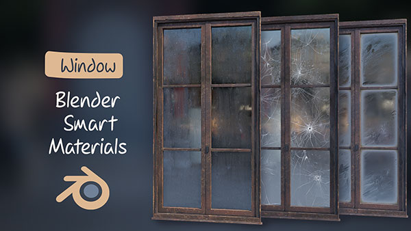 Blender预设-玻璃窗户水珠雨滴模型资产预设 Blender Smart Materials – Window Procedural Water Drops