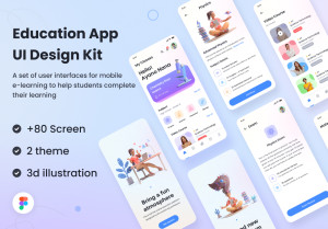教育App应用UI设计套件素材 Education App UI Design Kit
