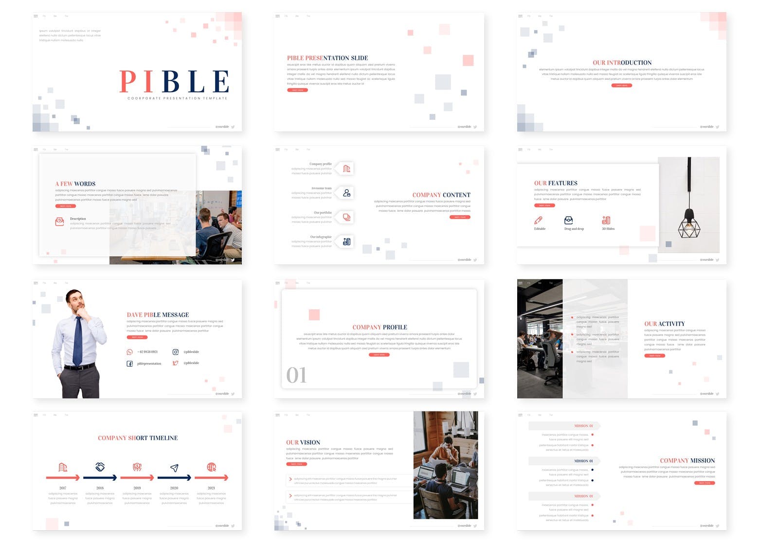 公司/企业介绍PPT幻灯片设计模板 Pible – Business Powerpoint Template