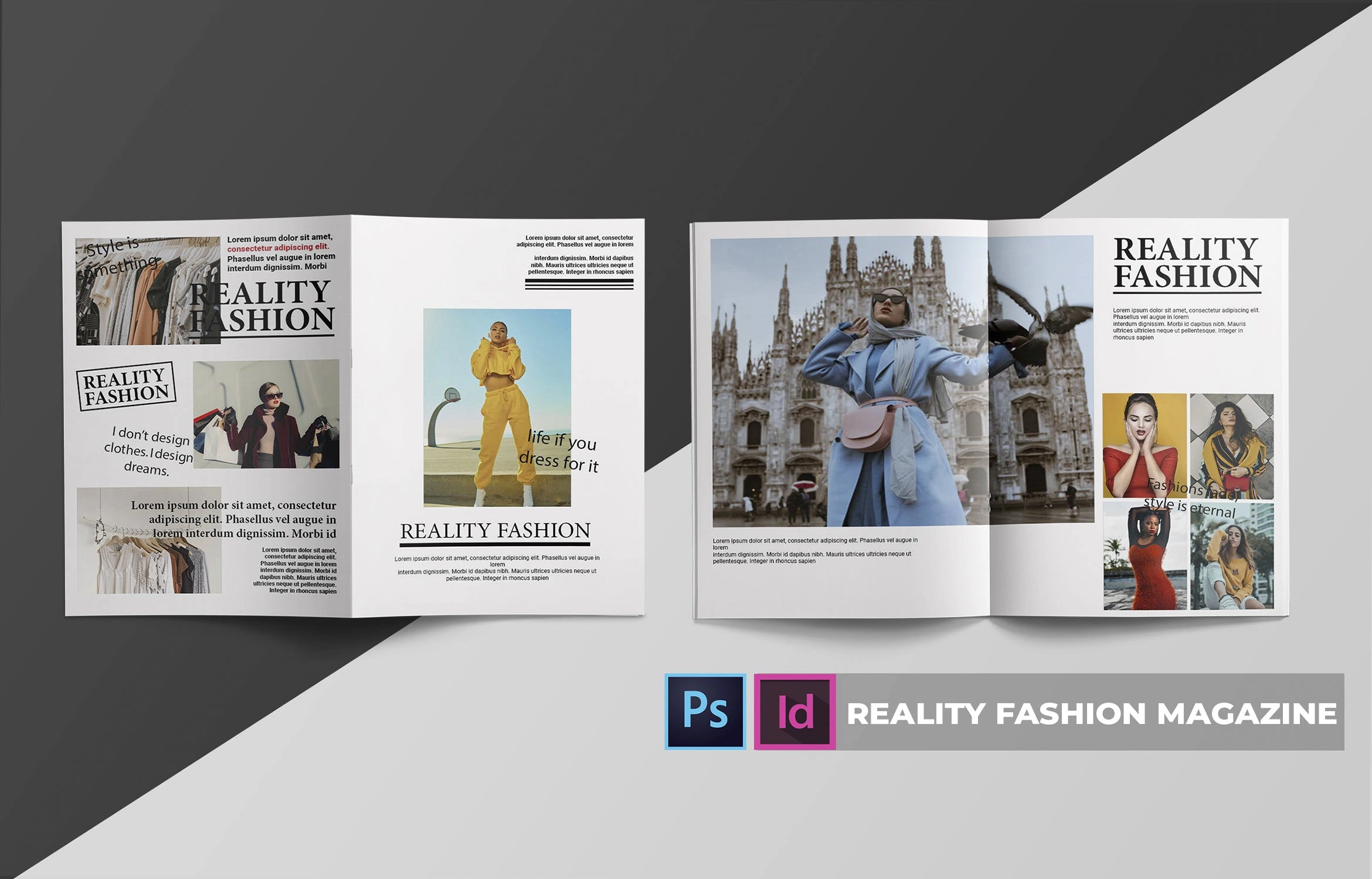 时尚品牌服装杂志排版设计模板 Reality Fashion | Magazine