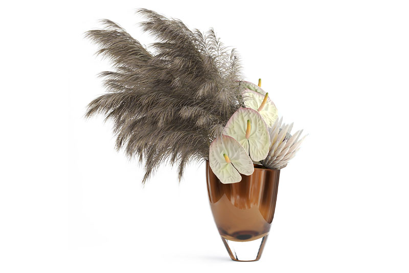 C4D模型-装饰蒲苇模型花瓶模型C4D模型下载