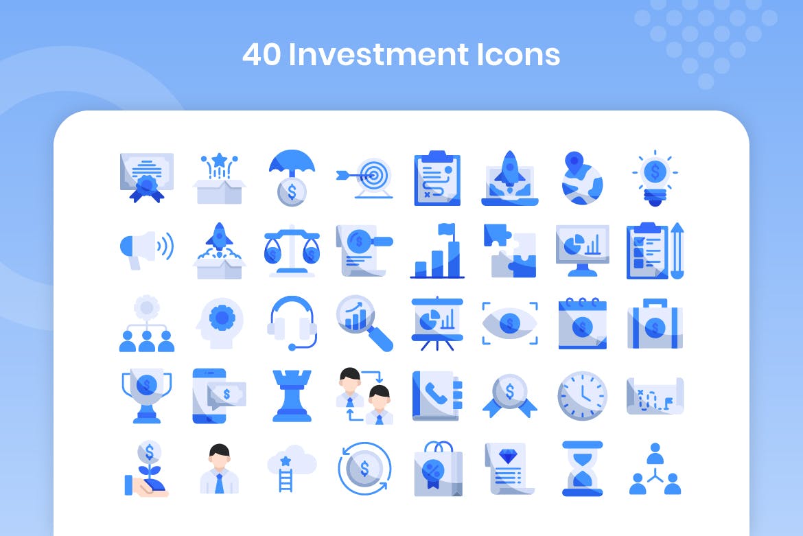40个投资扁平矢量图标素材集 40 Investment Icons Set – Flat