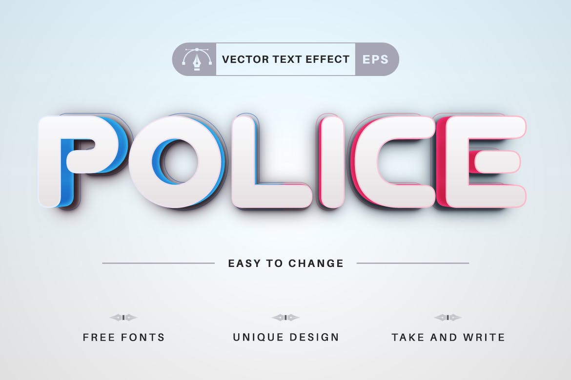 三明治多层亚克力字体效果AI素材 Police – Editable Text Effect, Font Style