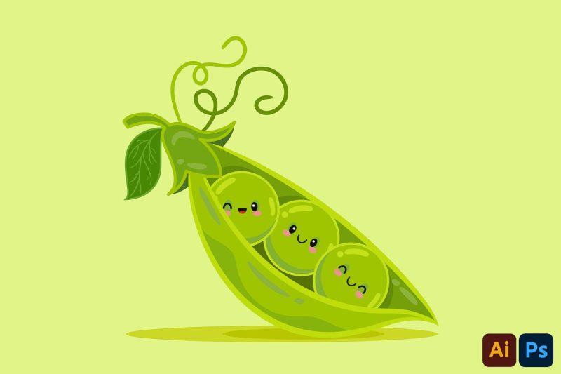 豌豆荚卡通插画素材下载 Peas in a Pod Cartoon Illustration