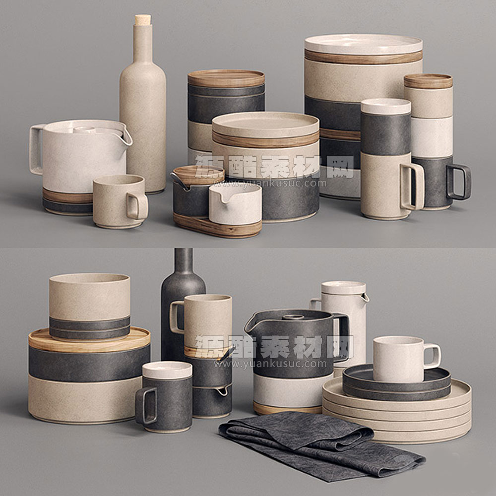 陶瓷器皿模型陶罐模型C4D模型下载