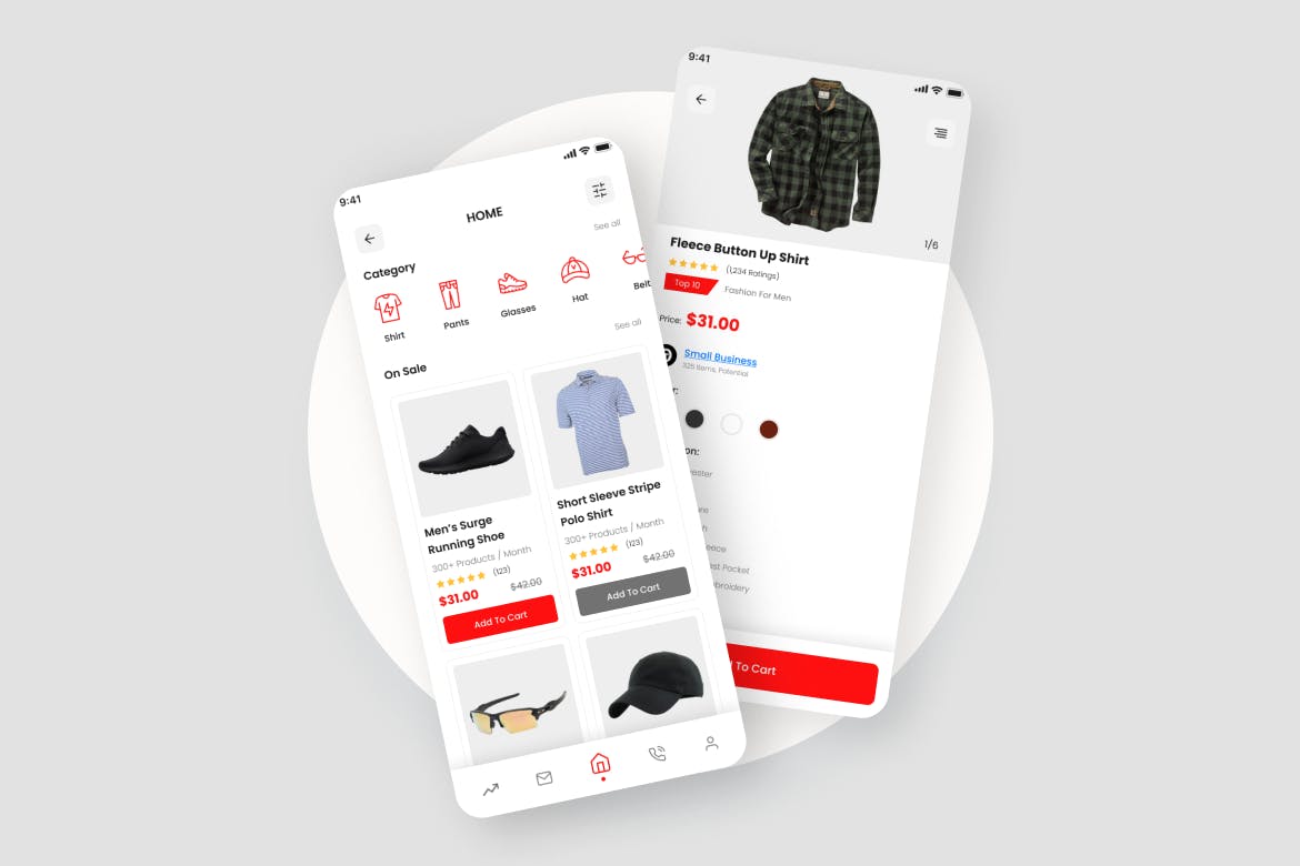 男士时尚服饰电商应用UI套件素材 Mens Fashion App UI Kit
