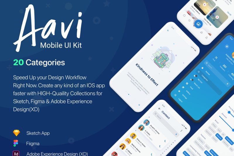 通用移动应用程序UI套件素材下载 Aavi Mobile App UI Kit