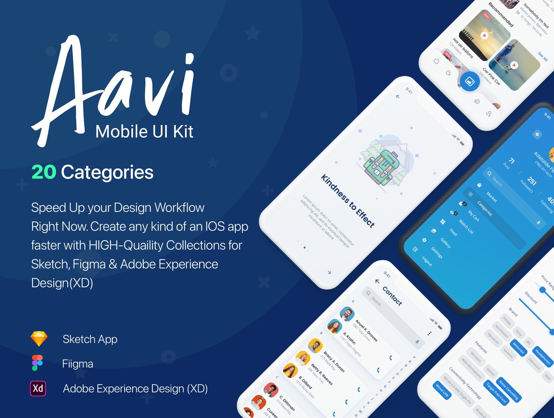 通用移动应用程序UI套件素材下载 Aavi Mobile App UI Kit