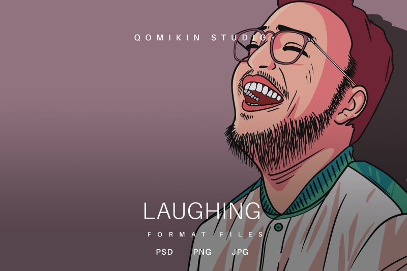 大笑男子插画&封面背景素材 Laughing Illustration