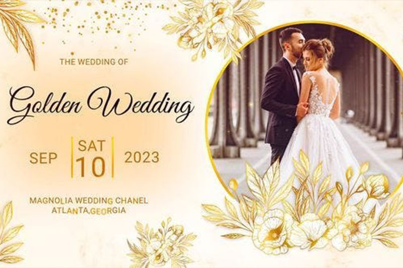 AE/PR模板-金色奢华婚礼幻灯片动画（含背景音乐） Golden Wedding