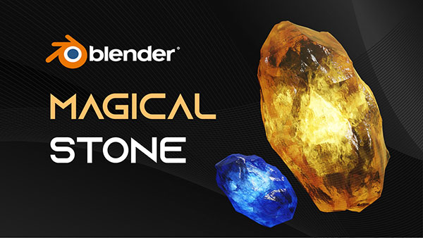 Blender预设-发光魔法能量宝石模型材质着色器 Glowing Magical Energy Gemstone