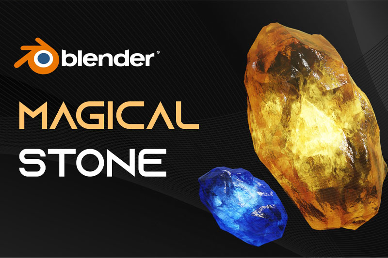 Blender预设-发光魔法能量宝石模型材质着色器 Glowing Magical Energy Gemstone
