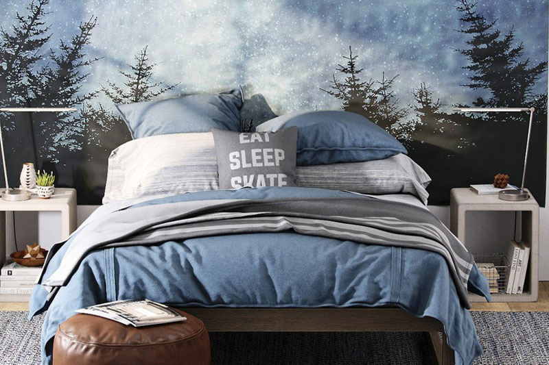 C4D模型-双人床模型床头柜模型家居装饰C4D模型下载