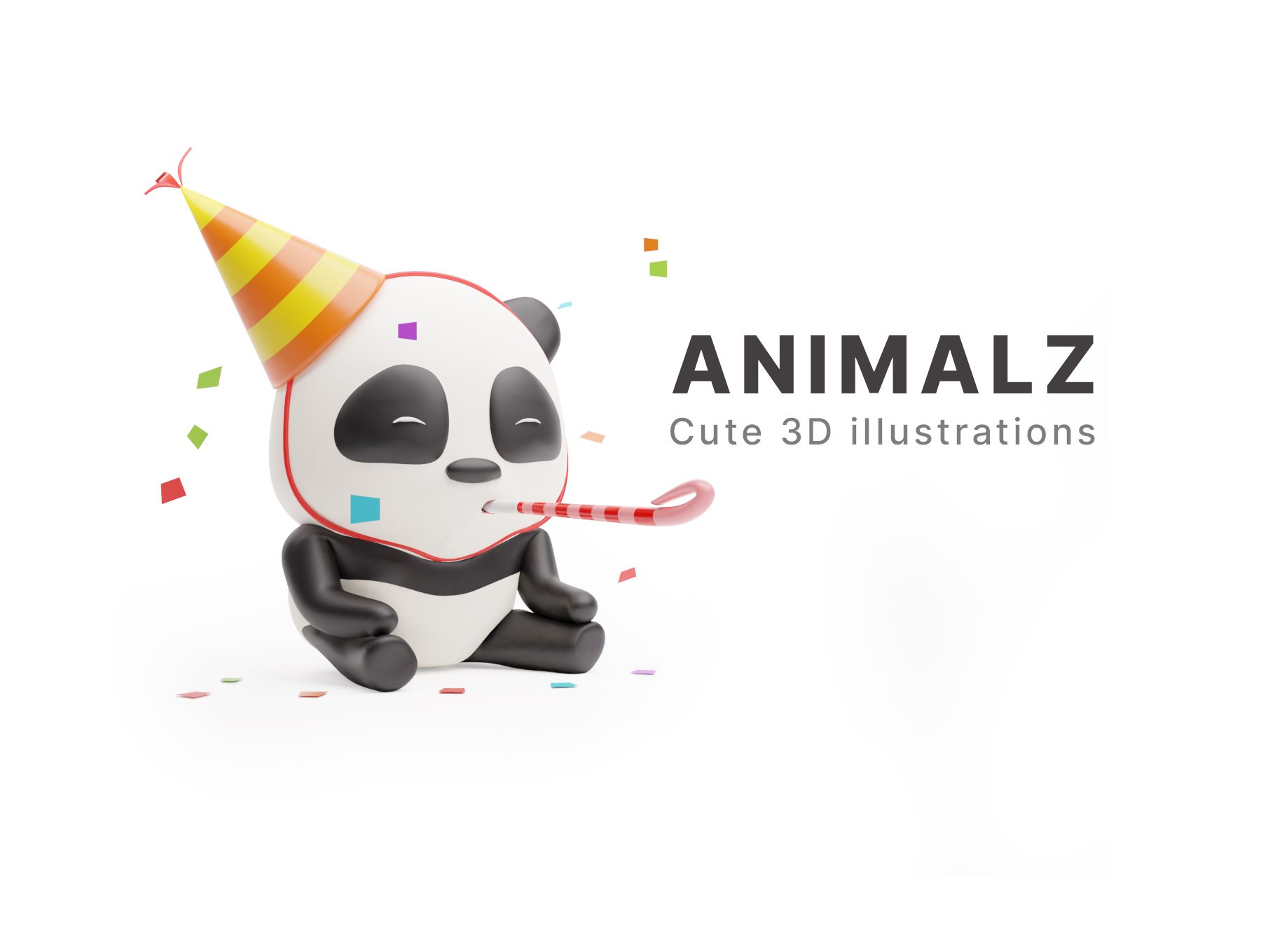 可爱的卡通动物插画3D模型素材下载 ANIMALZ - cute 3D animals