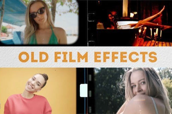 FCPX插件-10个复古老电影胶片边框刮痕闪烁效果 Old Film FX