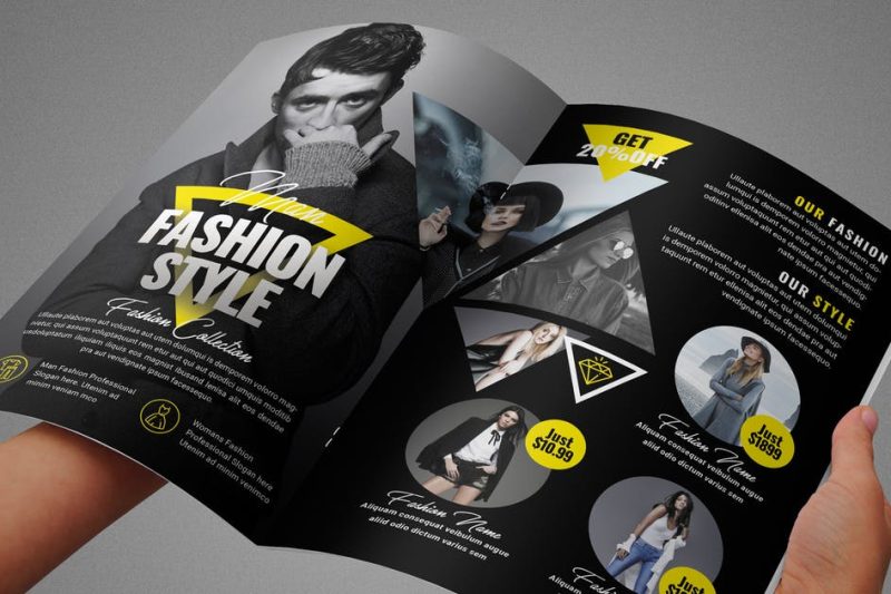 时尚服装广告双折小册子设计素材 Fashion Bifold Brochure