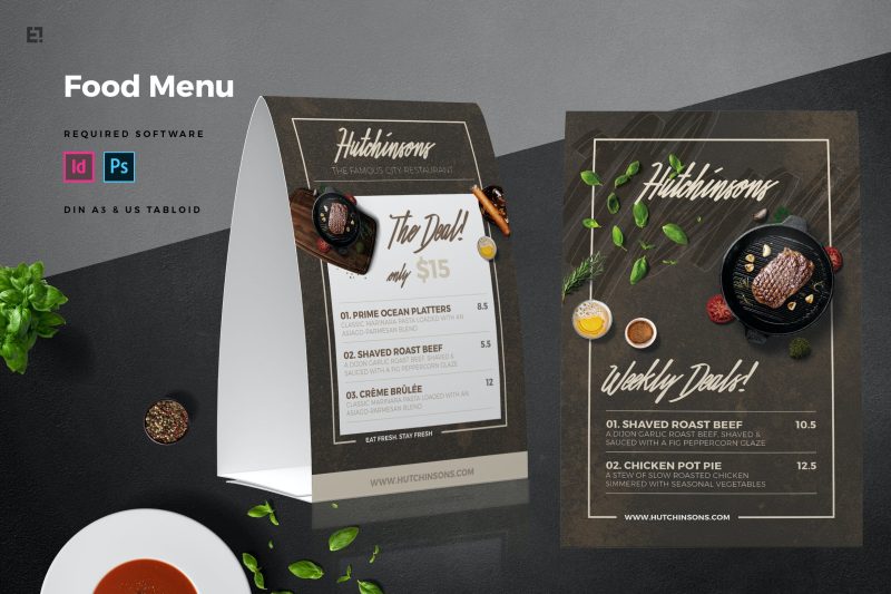 餐桌食品菜单设计素材 Table Tent Menu