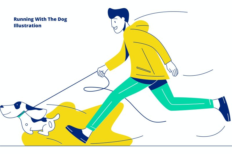 遛狗运动概念矢量插画素材 Running With The Dog Illustration