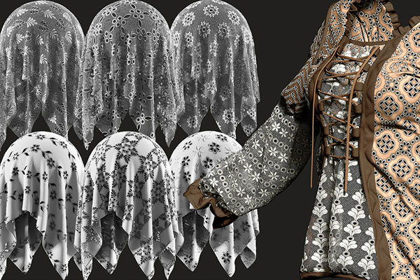 45款蕾丝镂空布料纹理贴图布料贴图材质下载