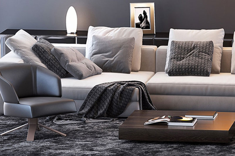 C4D模型-L型沙发模型抱枕模型台灯模型C4D模型下载