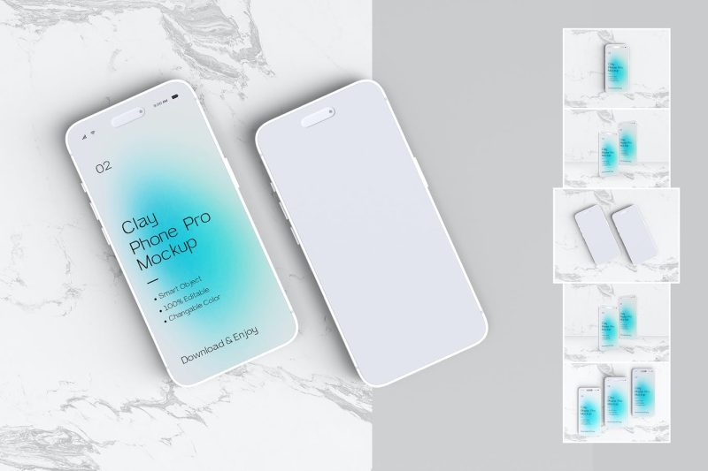 iphone 14 pro Max 屏幕样机素材下载 Clay Minimal iphone 14 pro Max Screen Mockup Set