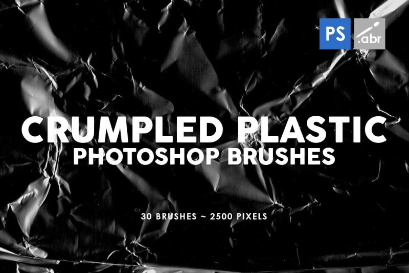 30个皱纹塑料纹理PS笔刷素材 30 Crumpled Plastic Photoshop Stamp Brushes