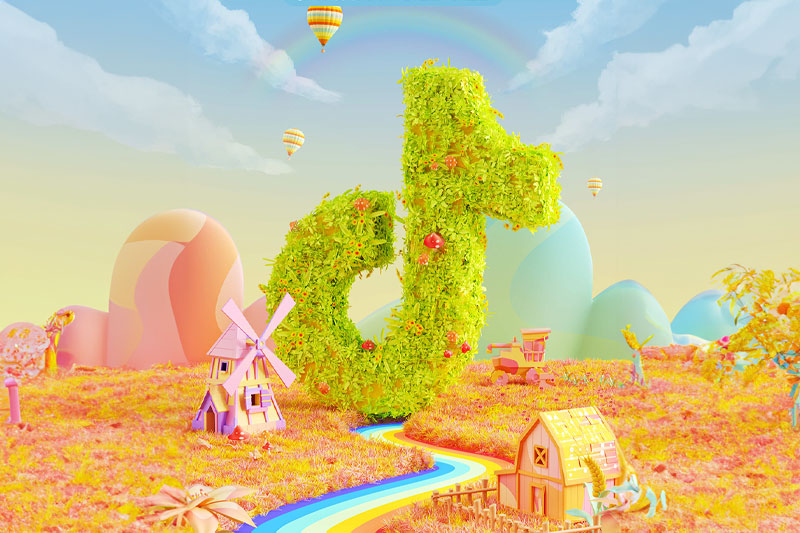 C4D工程-抖音宣传KV海报渲染工程C4D模型下载