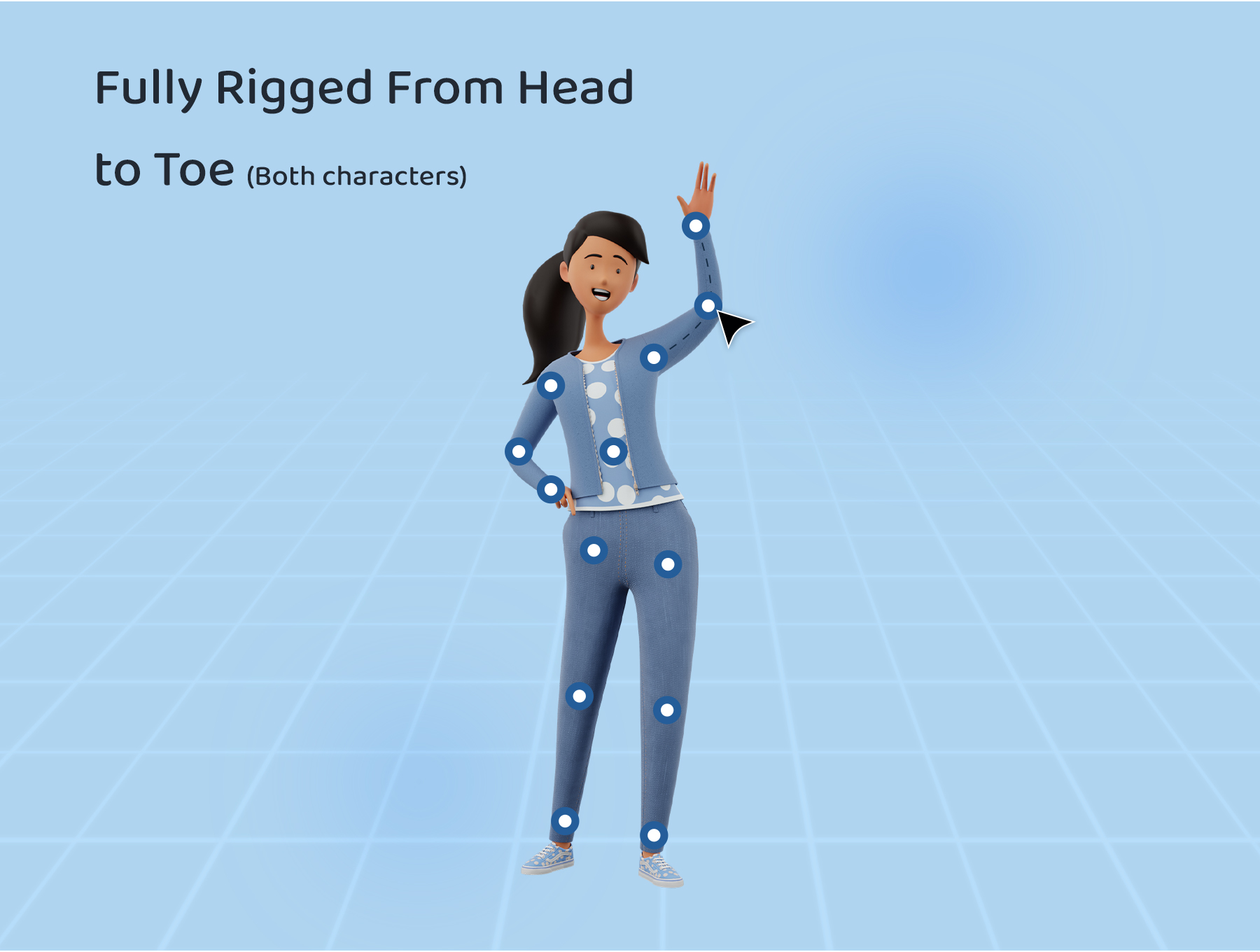 卡通人物姿势3D模型素材下载