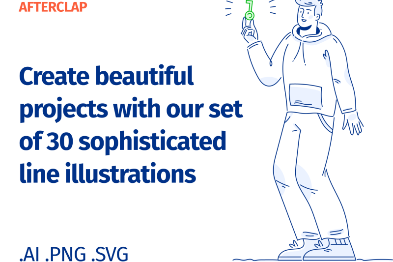 30个精致线条风格人物矢量插画素材 Afterclap Illustrations