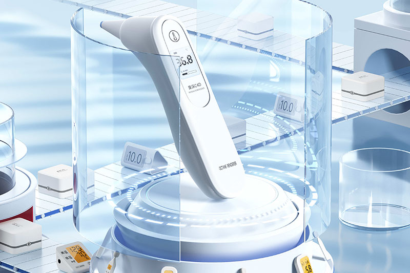 C4D工程-家庭医用电子体温计电商海报渲染工程电子体温计C4D模型下载