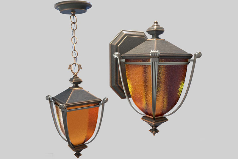 C4D复古壁灯模型吊灯模型C4D模型下载