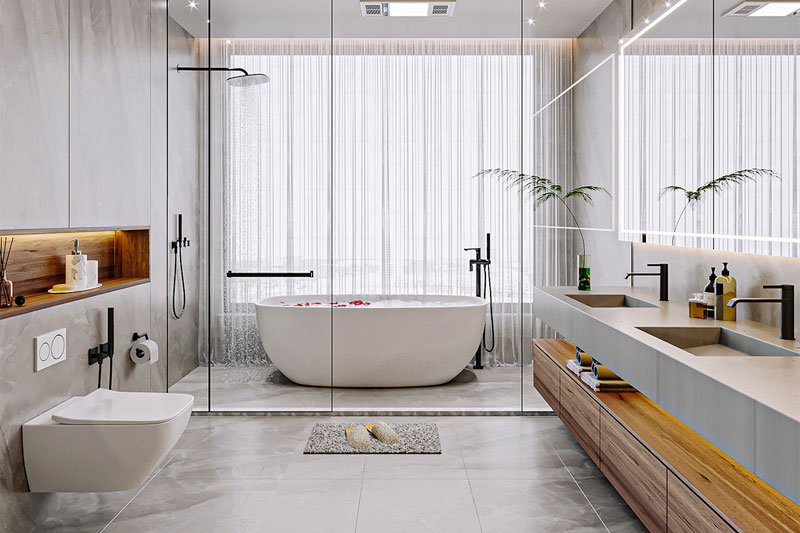 C4D工程-浴室场景渲染工程洗手间模型浴缸马桶C4D模型下载