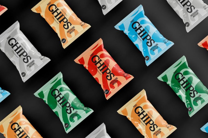 薯片小袋包装样机素材下载 Potato Chips Packaging Mockup