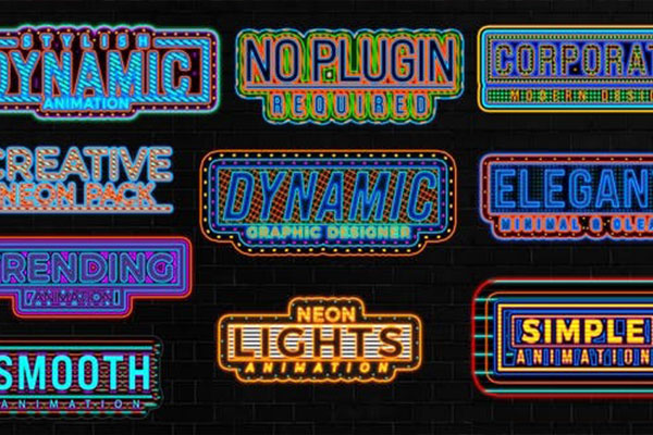 AE模板-10种霓虹灯文字标题动画 Neon Light Text Pack