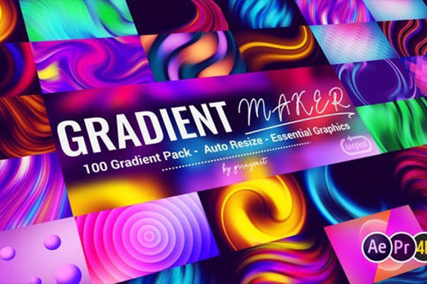 AE/PR模板-100组4K时尚优雅波浪渐变背景动画 Gradient Maker with 100 Gradients