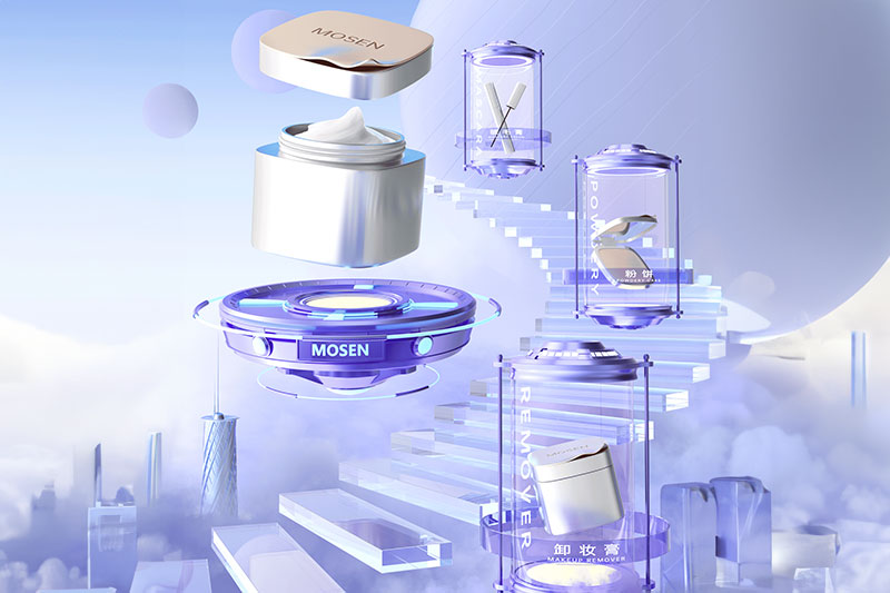 C4D工程-化妆品视觉海报渲染工程产品场景化妆品C4D模型下载