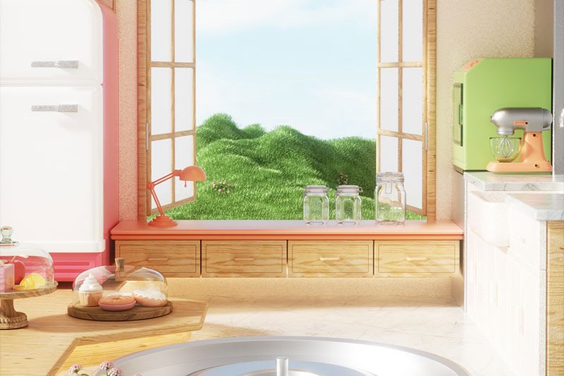 C4D工程-厨房场景渲染工程厨房场景模型C4D模型下载