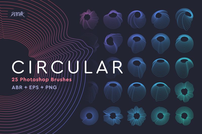 高分辨率抽象圆圈圆形PS笔刷素材 Circular Photoshop Brushes