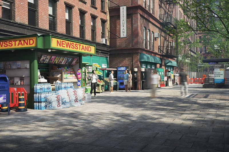 3DS MAX模型-街道商店广告牌报亭垃圾箱栏杆公共设施3D模型 Archmodels Vol.246