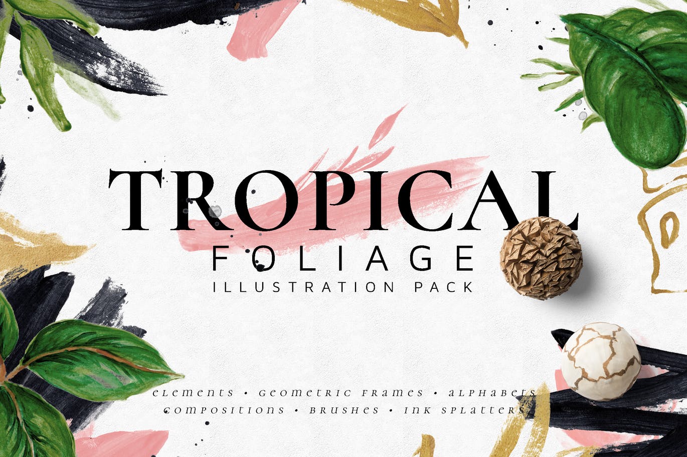 热带树叶手绘插画素材 Tropical Foliage Illustration Pack