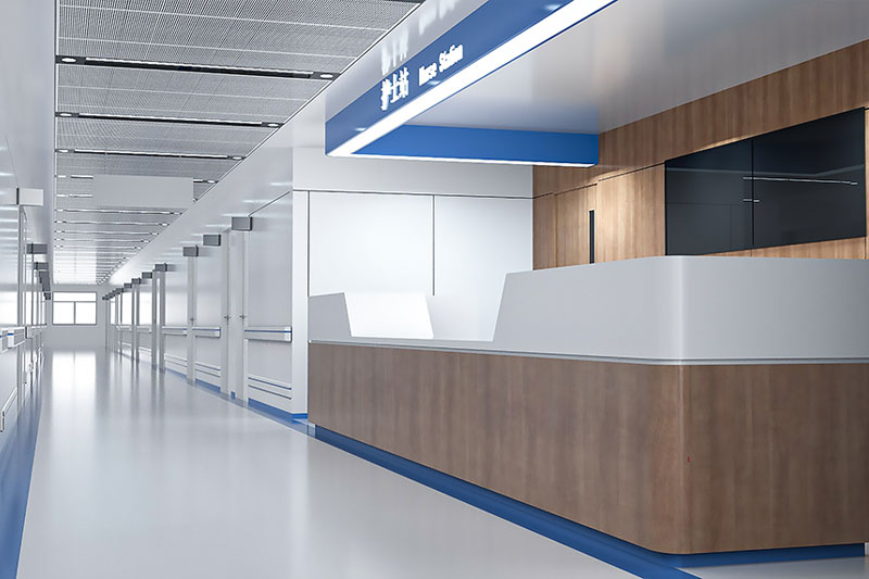 C4D工程-医院住院部走廊护士站场景渲染工程