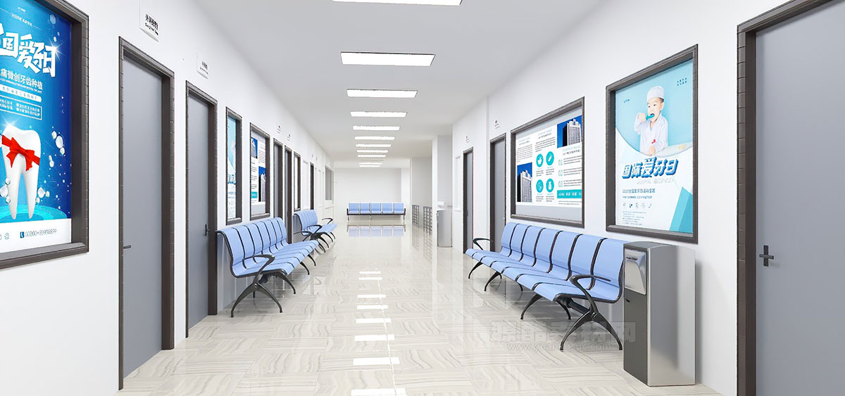 C4D工程-医院诊室走廊场景渲染工程医院场景C4D模型下载