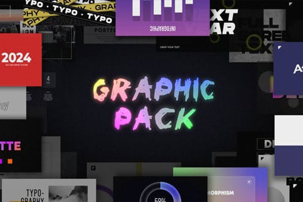 AE模板-600组时尚创意海报排版文字标题信息标注动画预设包 Graphic Pack for After Effects