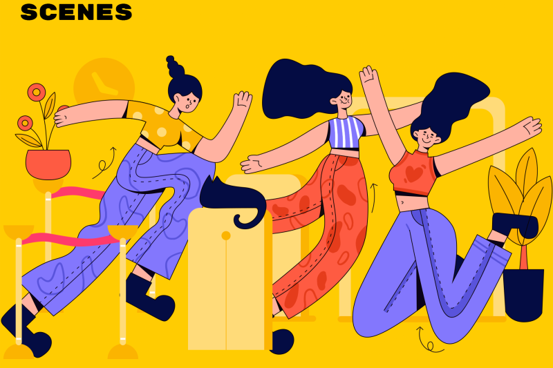 创意人物角色和场景插画psd素材