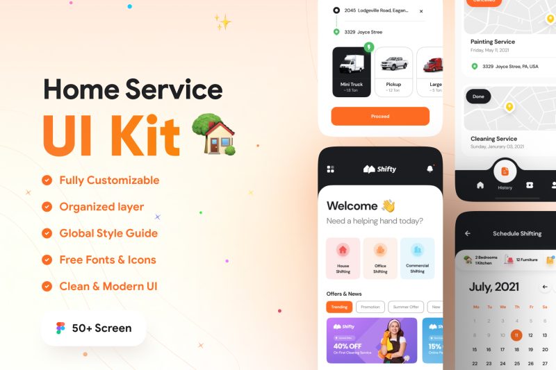 家庭服务应用程序iOS UI 套件 Shifty – Home Service App UI Kit
