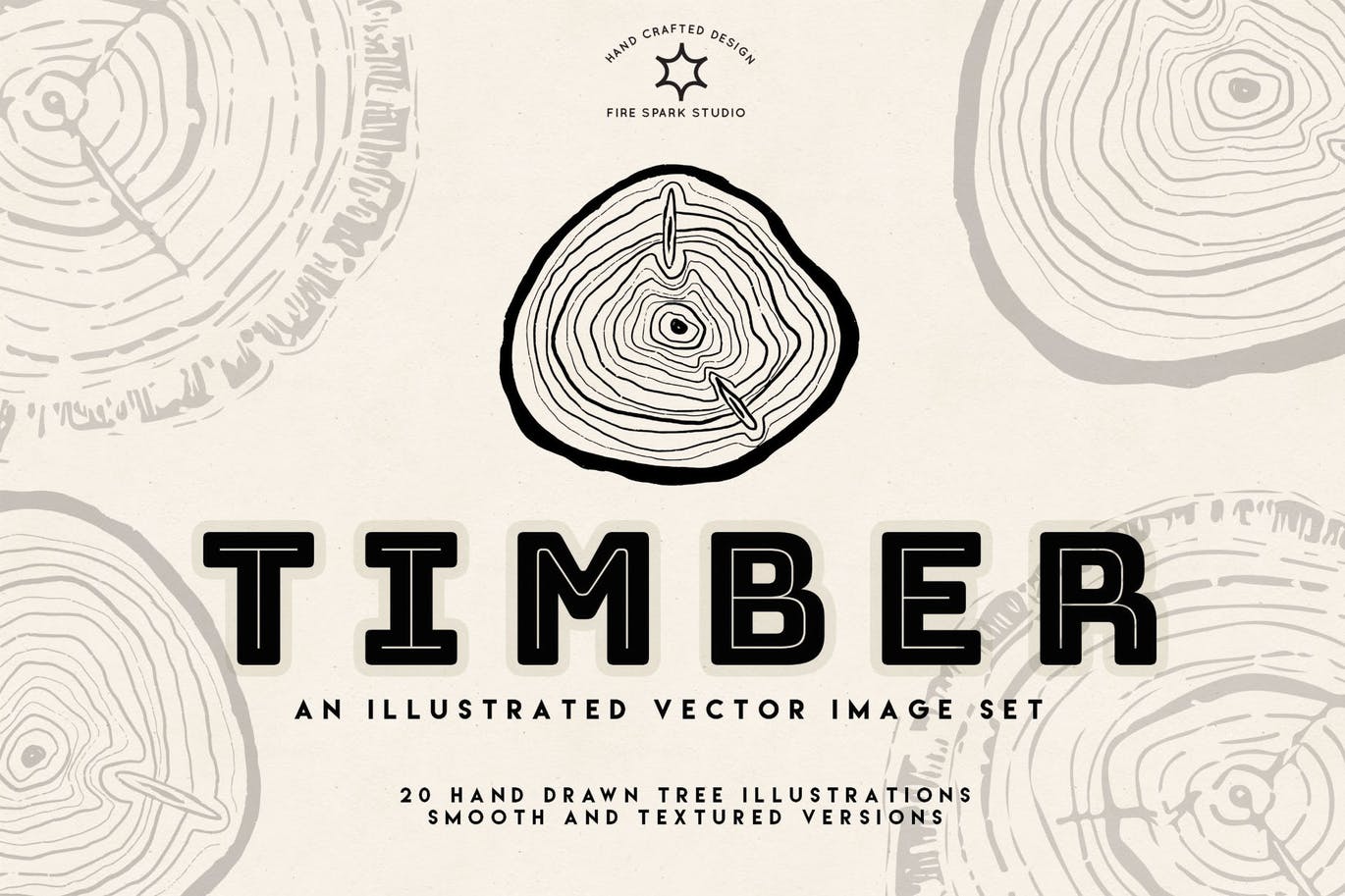 裂纹年轮树轮矢量插画素材 Timber Vector Tree Ring Illustrations